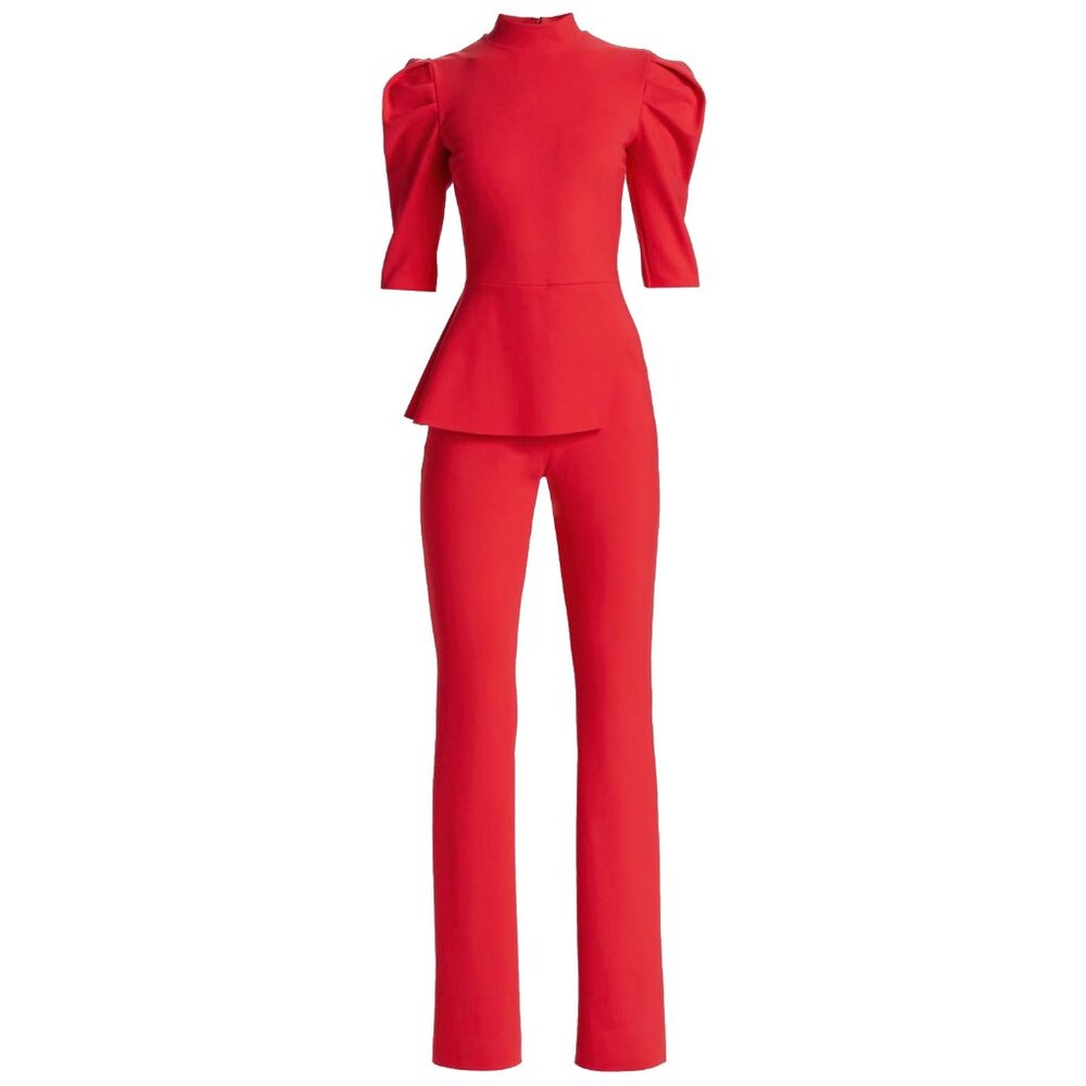 Chiara Boni La Petite Robe Red Puff-Sleeve Jumpsuit